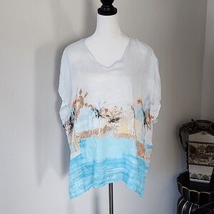 Women's Multicolor Linen Top